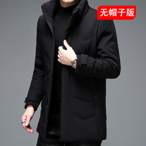 2003/P225休闲羽绒服男爸爸中长款羽绒衣外套商务中年男装图片