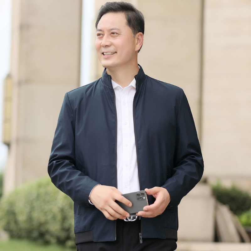 832/爸爸新款春装立领夹克衫中老年夹克衫老人外套商务男装,男装夹克,星座1216（原钱塘722）