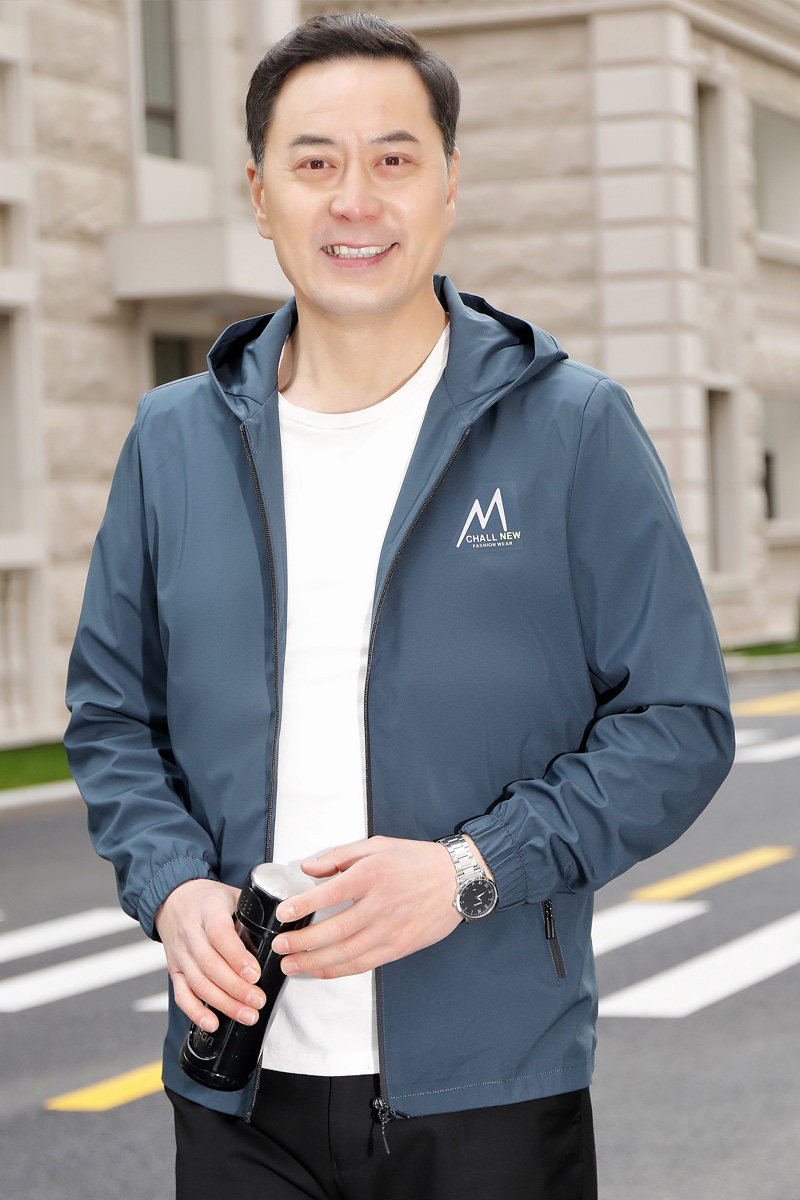 2036/中老年人春秋薄款连帽夹克男爷爷外套爸爸夹克衫老人衣服,男装夹克,星座1216（原钱塘722）