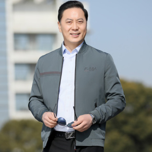 916/P65爸爸外套男父亲装中年外套休闲商务棒球服茄克男士图片