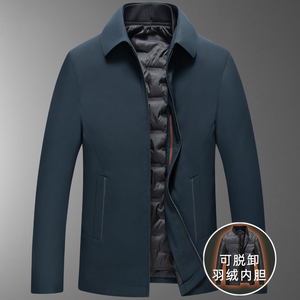 8909/P220爸爸可脱内胆羽绒服中老年商务休闲中长款外套羽绒衣图片