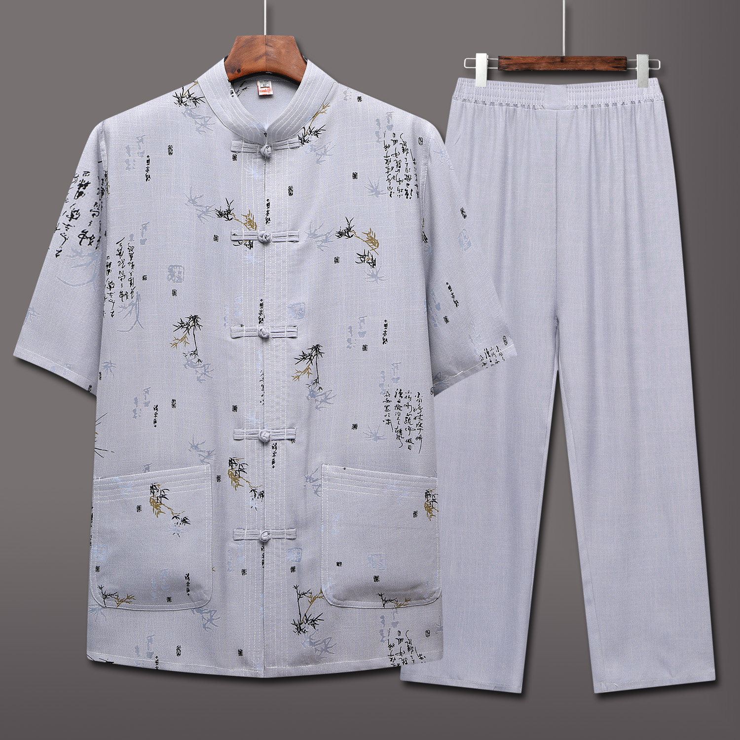 主推短袖套装！785/夏季运动套装男老年人半袖T恤太极服男图片