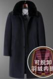 可脱内胆羽绒羊毛呢大衣8015/P240长款休闲商务中老年爸爸呢大衣，男装毛呢大衣，星座1216（原钱塘722）