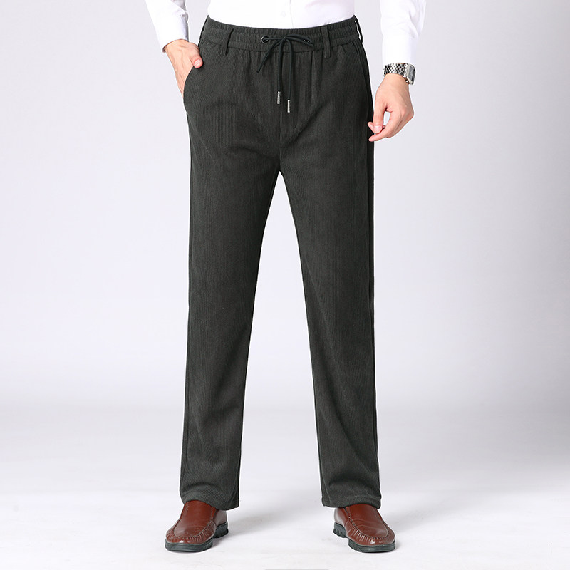 新款主推！有加绒版!981/系绳腰爸爸灯芯绒高腰裤子中老年商务,男装休闲裤,星座1216（原钱塘722）