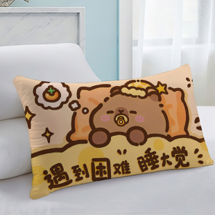 卡皮巴拉水豚枕套双面印花48X74单品长方形宿舍出租屋可拆洗枕套