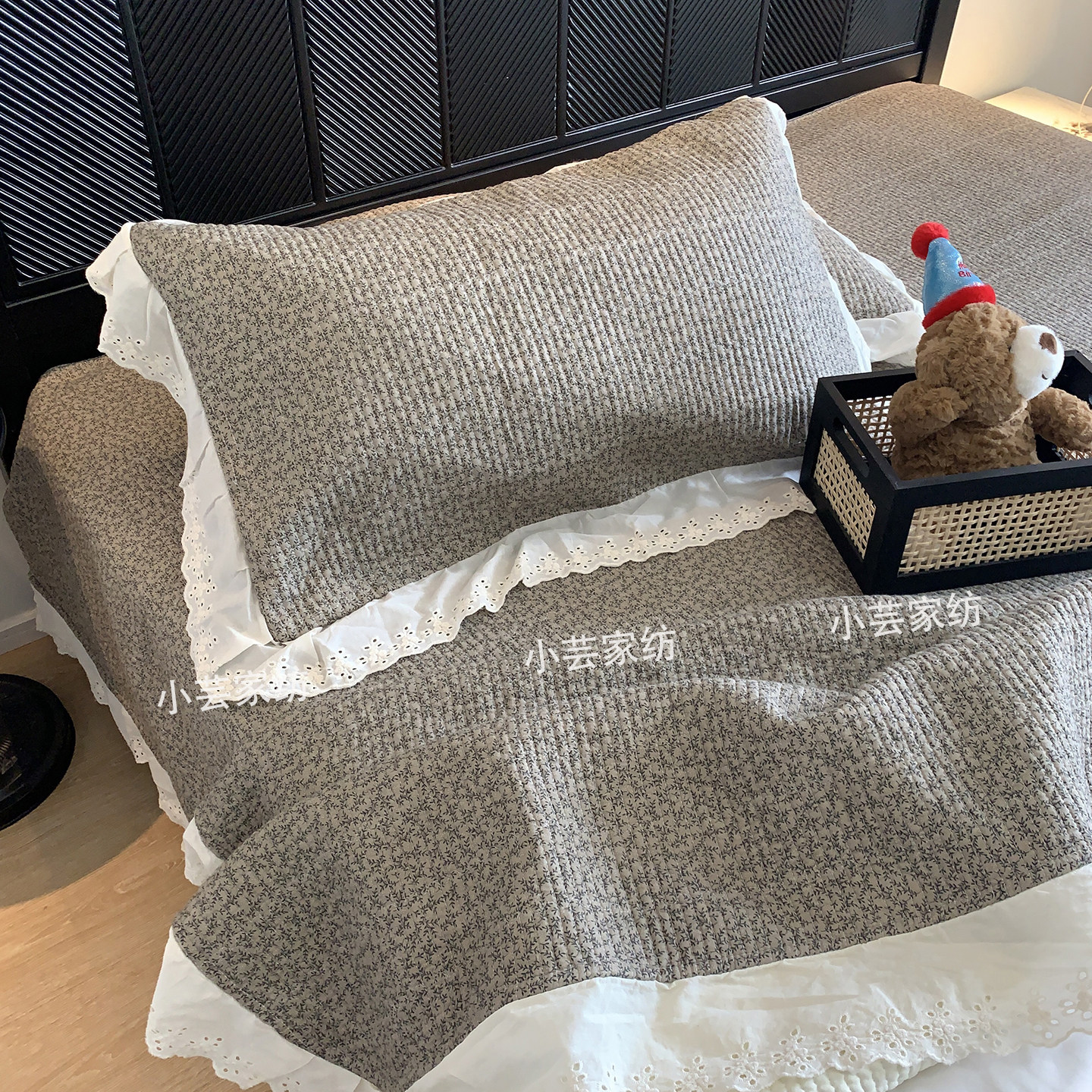 全棉双层纱床盖三件套纯棉柔软加厚床单四季通用榻榻米炕盖防滑垫