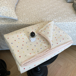 波点纯棉床盖三件套柔软亲肤加厚全棉床单四季通用榻榻米炕盖防滑