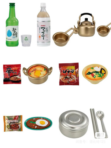 【现货】万代农心X jinro袋装辛拉面烧酒微缩方便面场景摆件扭蛋
