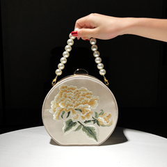 ví xách tay dự tiệc [HCB] Túi tay thêu theo phong cách Trung Quốc nữ Hanfu Túi gió cổ xưa Crossbody Pearl Túi xách nhỏ túi Cheongsam Túi ví đi tiệc ví dự tiệc cầm tay