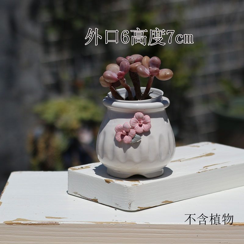 新款手工捏花多肉植物花盆