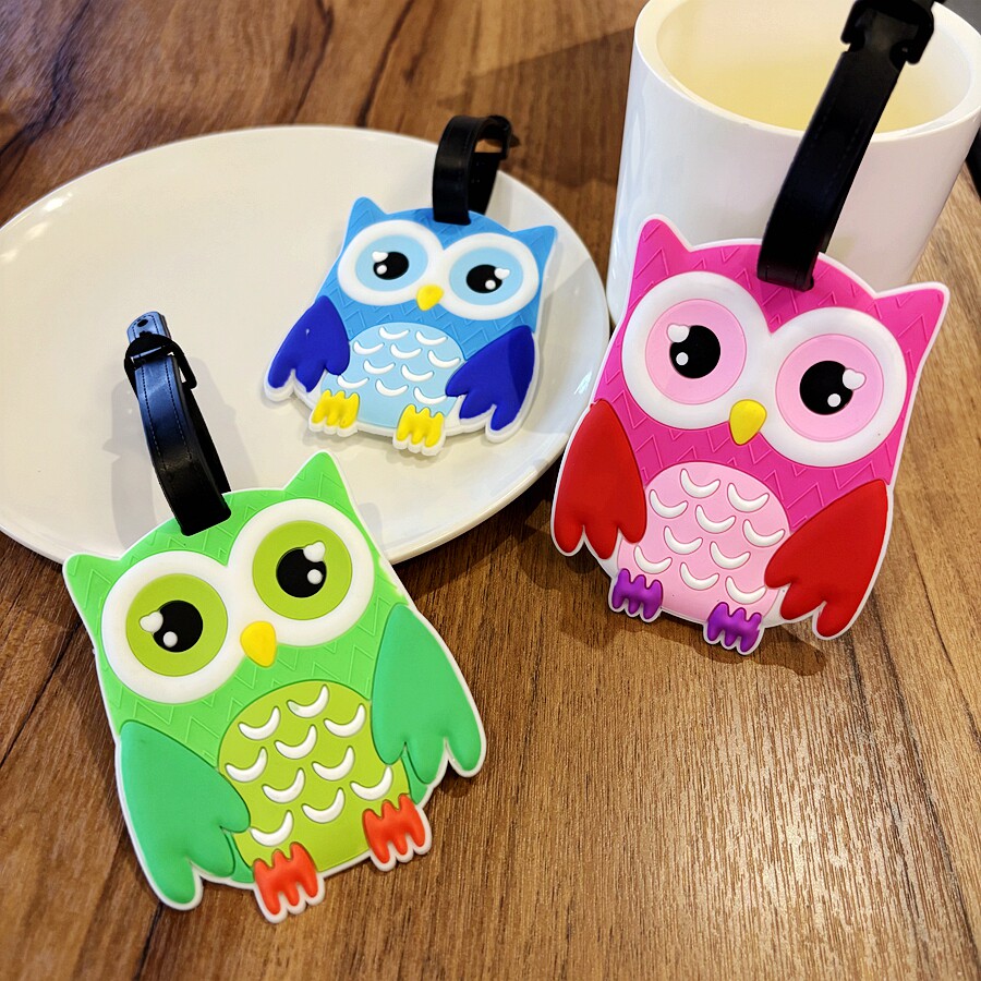 可爱猫头鹰行李牌挂件飞机场行李箱车站托运防丢失ID牌姓名标签牌