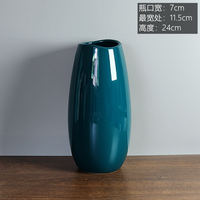 Green egg and fish-mouthed ceramic vase for home living room, dining table, TV cabinet. The inner and outer glazed surfaces can hold water thumbnail 2