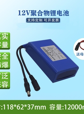 12v聚合物锂电池12000mAh马蜂服音响11.1伏电源监控LED充电大容量