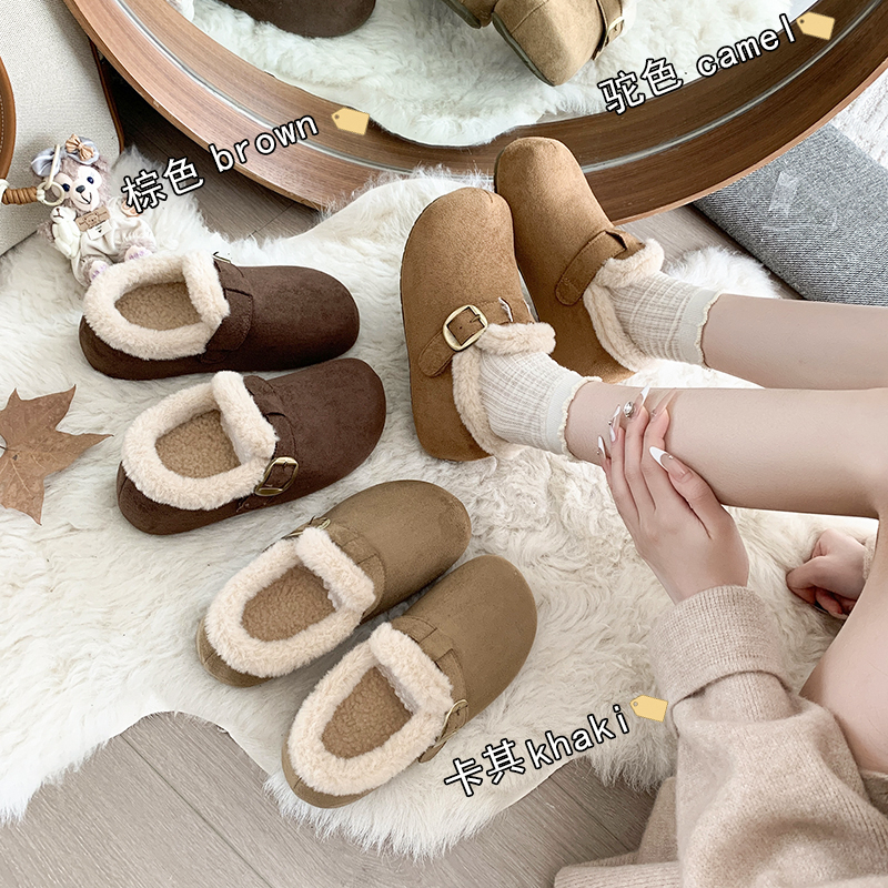 复古加绒勃肯棉鞋女冬外穿雪地靴