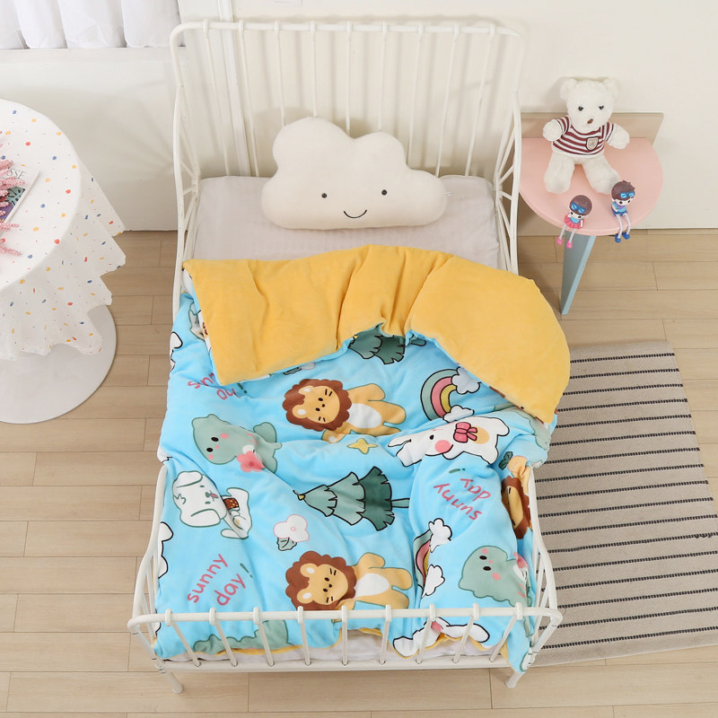 幼儿园儿童被套加厚单套冬天双面加绒法兰珊瑚牛奶绒被罩120x150