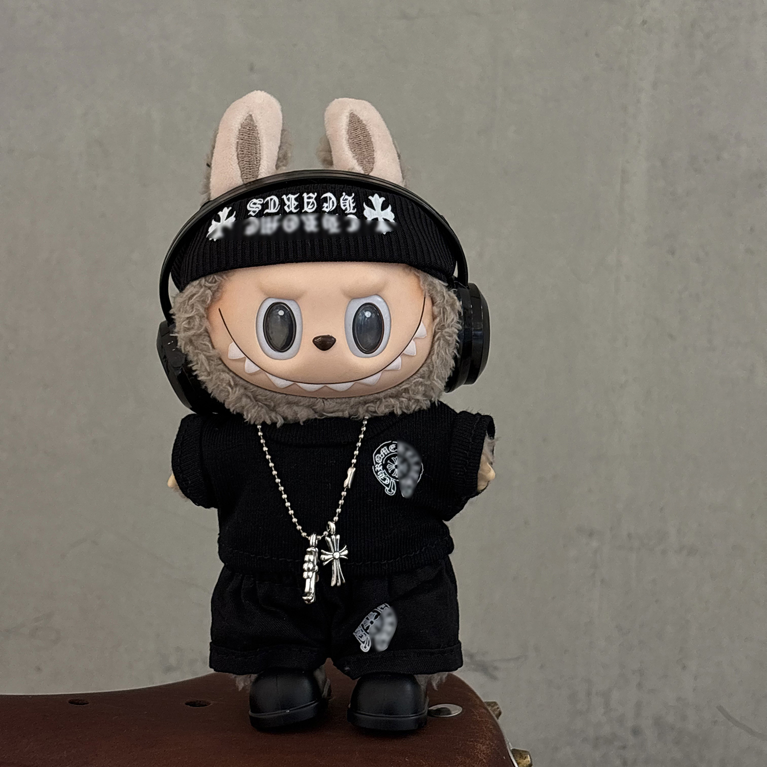 原创！拉布布一二三代通用娃衣labubu潮酷克罗心卫衣套装