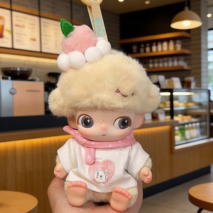 原创！dimo新生日记娃衣10cm娃娃换装甜美蜜桃头饰粉色眼镜套装