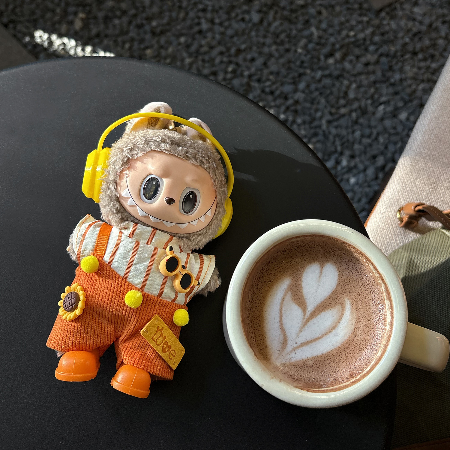 原创！拉布布一二三代通用娃衣labubu向日葵橘色元气耳机套装