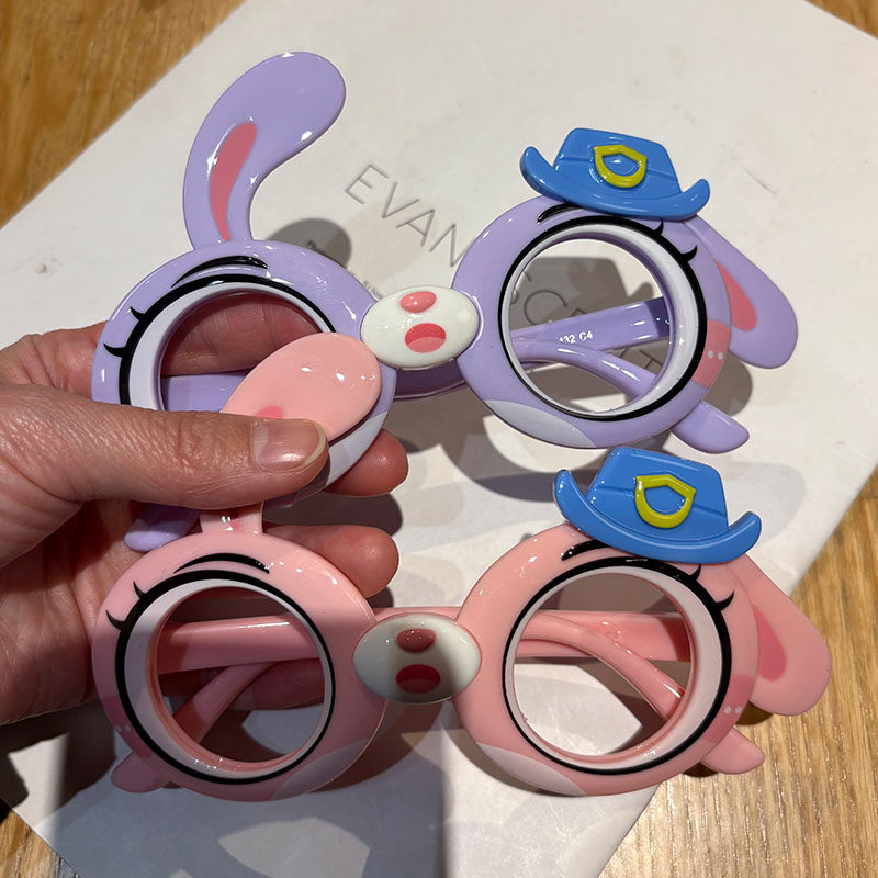 4-10岁儿童眼镜框可爱兔子硅胶玩具无镜片眼镜超萌男女童装饰镜框