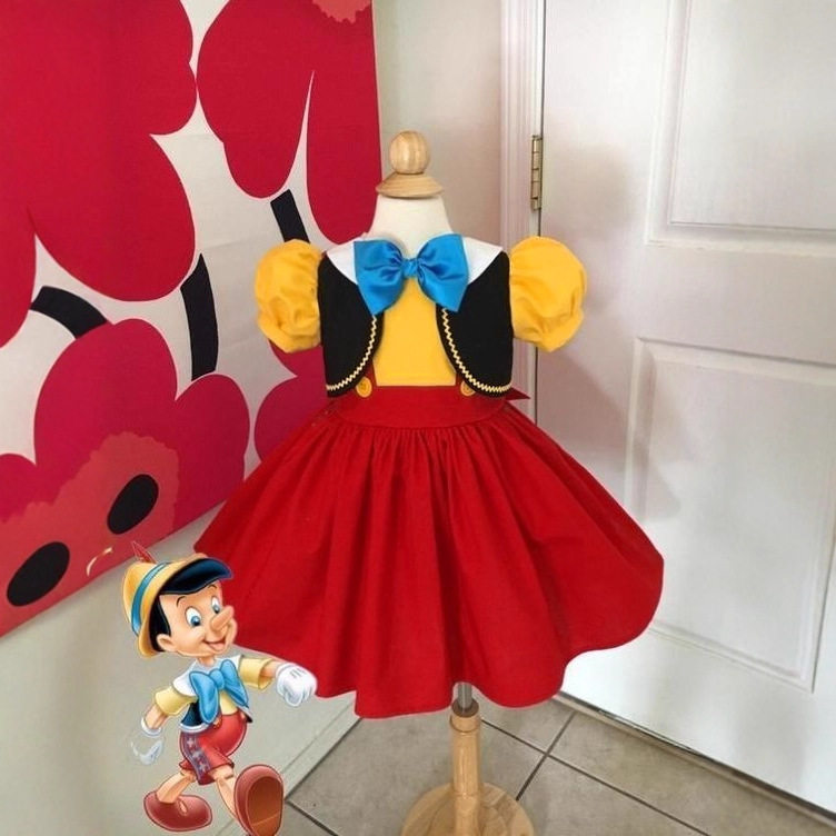 匹诺曹女童礼服儿童红色缎布短袖连衣裙女孩cos角色扮演演出服装,童装/婴儿装/亲子装,儿童礼服,淘宝优惠券,粉丝福利购,淘宝优惠卷