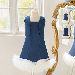 女童礼服儿童无袖牛仔裙套装日常可穿公主裙洋气女孩主持人演出服