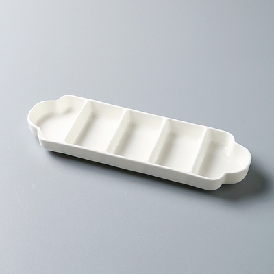 陶瓷纯白双格碟长方五格碟酱料调味辣椒小吃小菜碟子五味小碟子