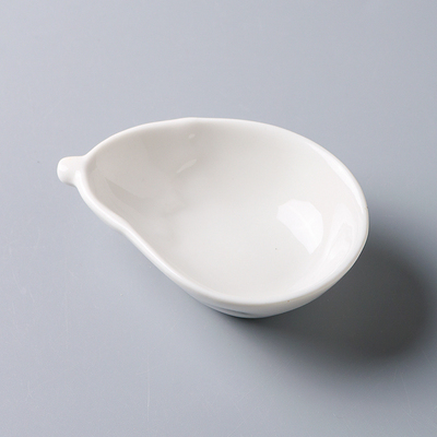 纯白陶瓷味碟异形不规则深碟蘸料碟酱醋油番茄小碟子餐厅饭店调味