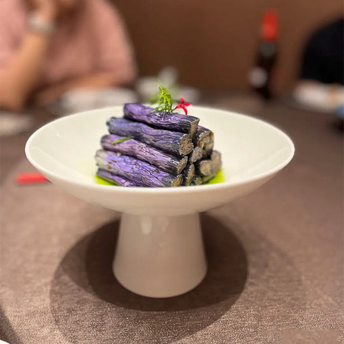 酒店陶瓷高脚碟小吃小菜碟子凉菜圆形中式小碟会所餐厅创意碟盘子