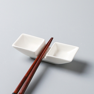 陶瓷酒店饭店餐厅商用两格长方味碟双用筷架纯白蘸料碟味碟二格碟