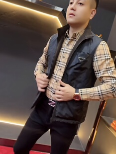 黑色马甲秋季新款男士立领双面穿马甲坎肩舒适高品质百搭上衣