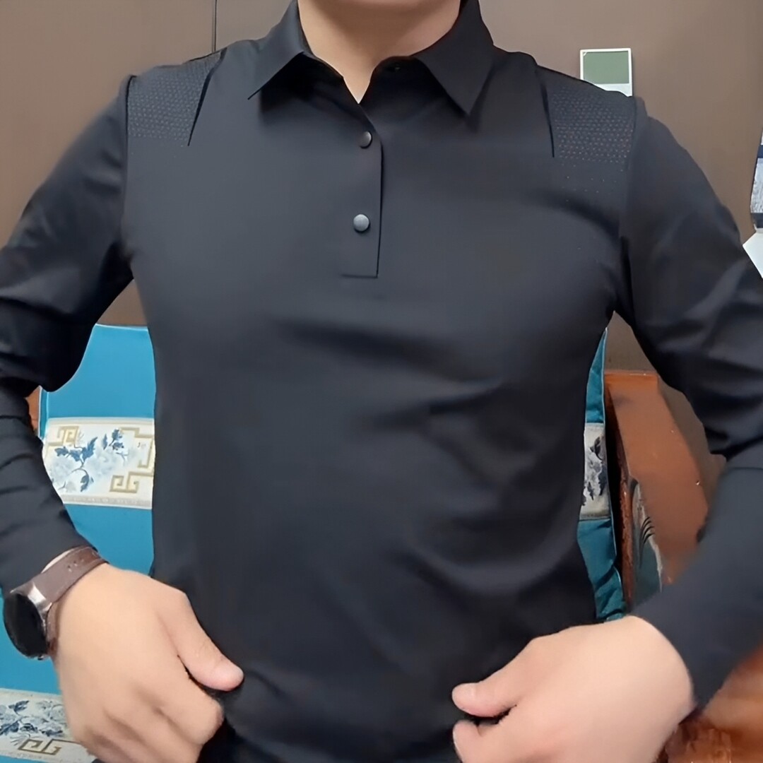 男士秋季新款9055翻领长袖T恤