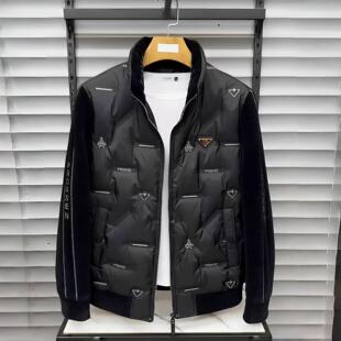 羽绒服男2025秋冬新款男士休闲时尚百搭针织袖拼接轻奢高品质欧货