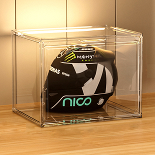 摩托车头盔收纳神器透明家用帽子机车装备放置架展示盒头盔收纳柜