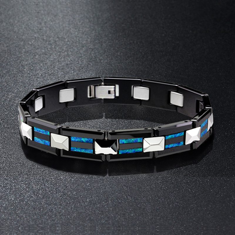 手链男轻奢欧泊石时尚手串澳宝男士钨金手链幸运高级感手饰刻字