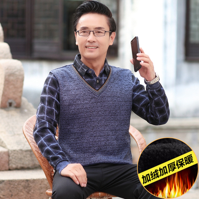 【全身加绒】中老年人假两件毛衣