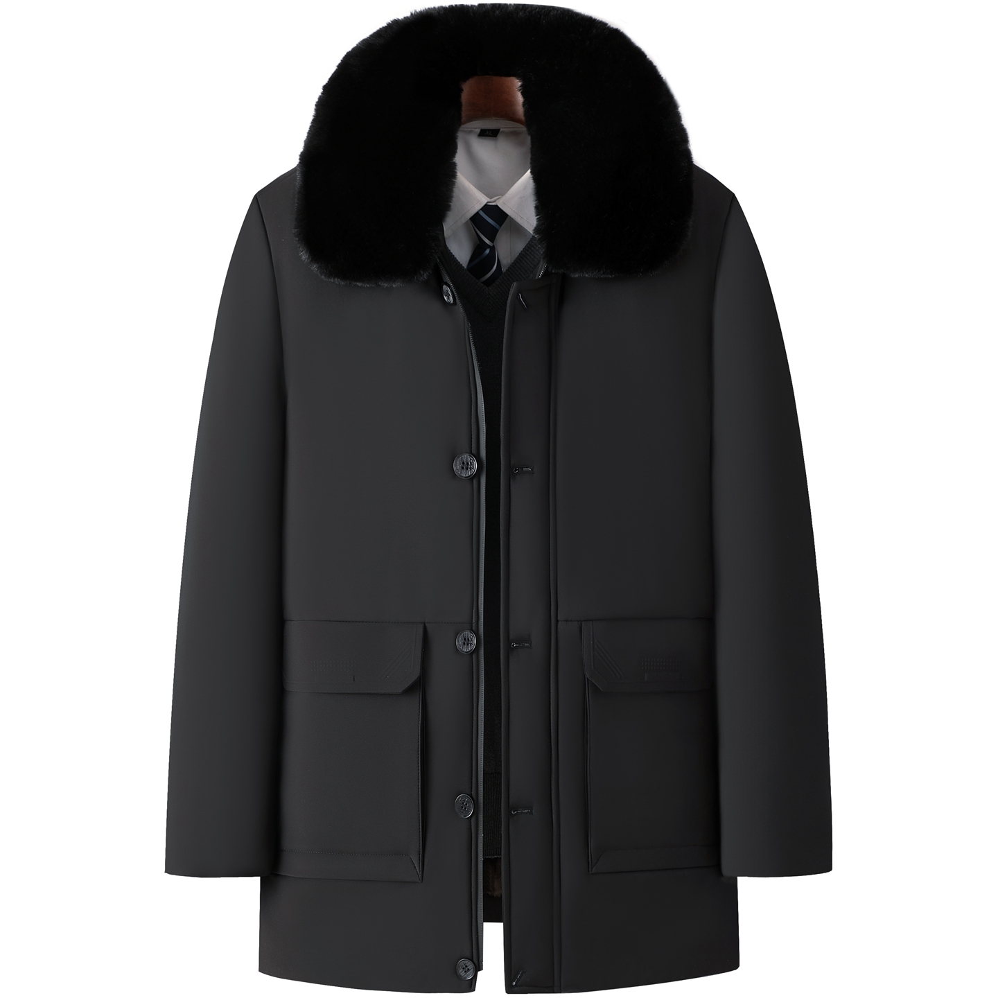 【毛领可脱卸】保暖棉衣中老年人