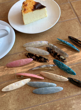 晕染纹理柳叶 醋酸鸭嘴夹发夹边夹侧边高级感france刘海夹子头饰