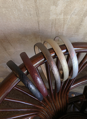 复古细闪 酒红色皮质细款发箍女款高级感洋气时尚头箍日常外戴