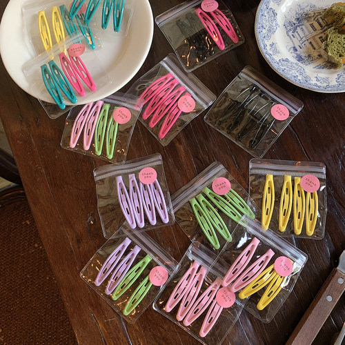 4只装彩色基础bb夹极简夹子头饰