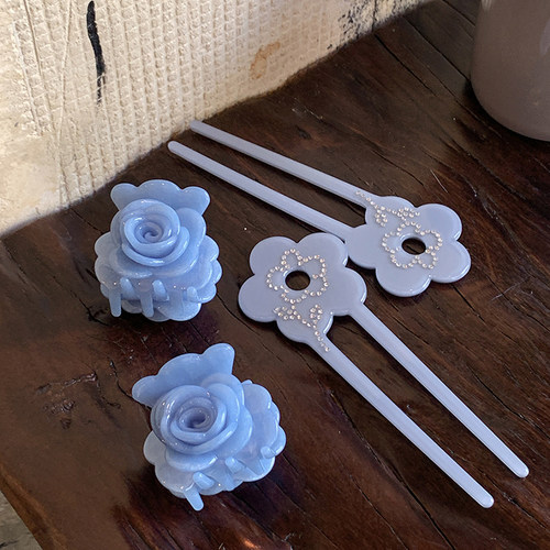 玫瑰花苞抓夹/u型发簪醋酸