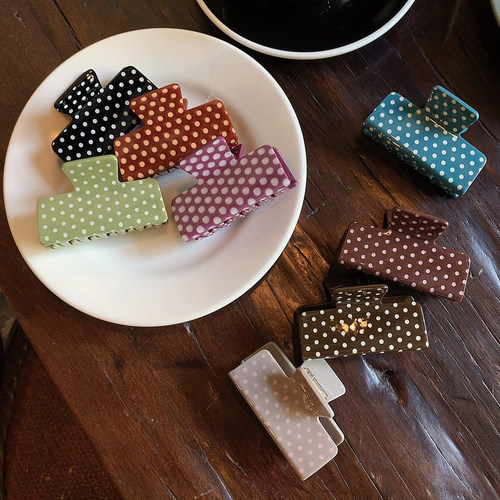 复古波点独特漂亮半扎发抓夹