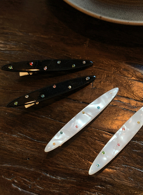 小众设计彩钻 醋酸夹子头饰发夹女后脑勺高级感轻奢风简约鸭嘴夹