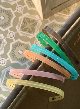 果冻色系带齿防滑细款发箍女款 夏日清凉感纯色洗脸头箍发卡基础