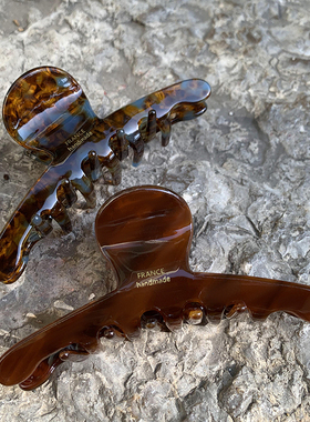 高级感醋酸 慵懒法式抓夹中号 半扎发琥珀盘发发抓后脑勺鲨鱼夹