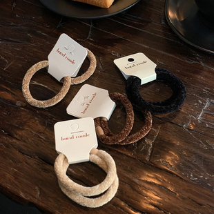 高弹力耐用皮筋扎头女高级感马尾发圈 黑咖色系丝绒发绳2条装