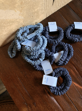 洋气牛仔蓝皮筋 纯色布艺小肠发圈日常通勤高弹马尾发绳头绳2个装