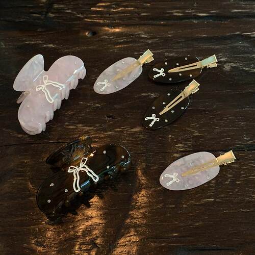 手工镶钻+蝴蝶结发饰法式复古