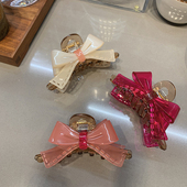 ins小众设计蝴蝶结抓夹大号 通透果冻感轻奢高级感盘发鲨鱼夹法式