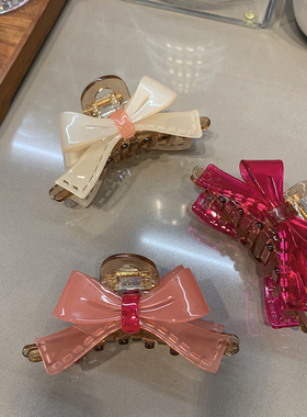 ins小众设计蝴蝶结抓夹大号 通透果冻感轻奢高级感盘发鲨鱼夹法式