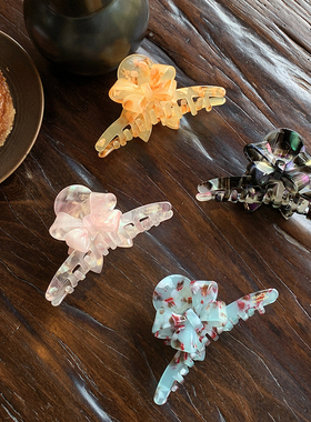 高质量醋酸蝴蝶结绝美抓夹女高级感2025新款饱满后脑勺盘发鲨鱼夹